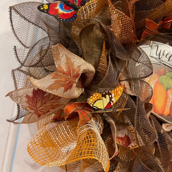Butterfly WREATH FALL “welcome friends” autumn - Picture 7 of 10